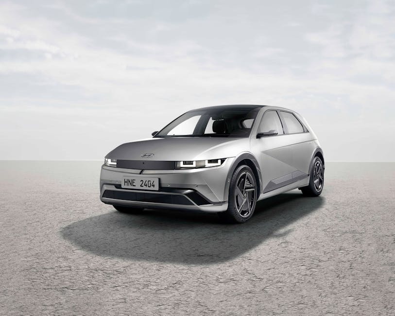 Electric vehicle silver sedan IONIQ
