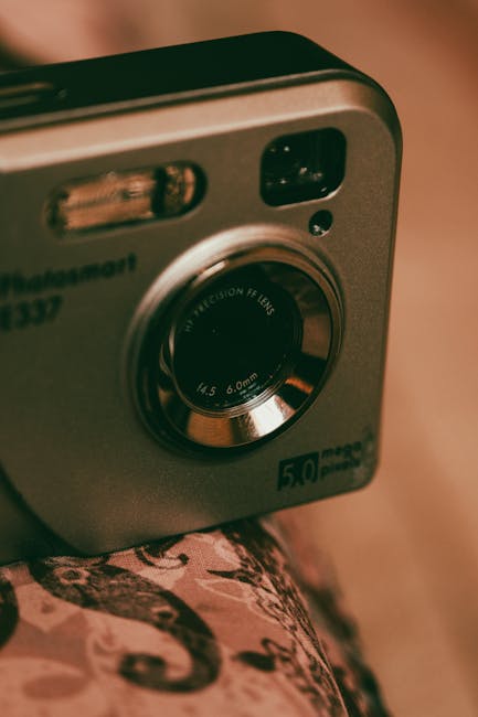 Close up of digital camera lens